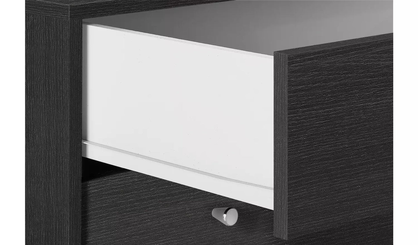 Assembled Malibu 3 Drawer Bedside Table - Black Oak Effect